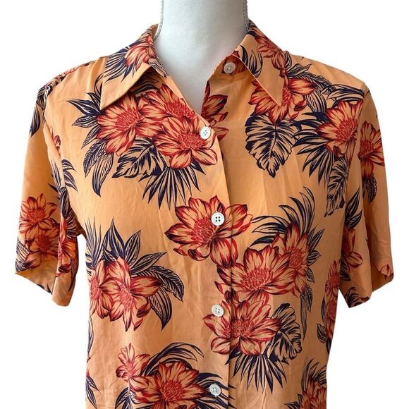 Floral Essential Silk Blouse Top Size Small Oversized - Picture 6 of 9